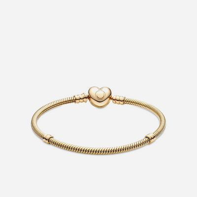 Pandora Moments Heart & Snake Chain Bracelet Gold