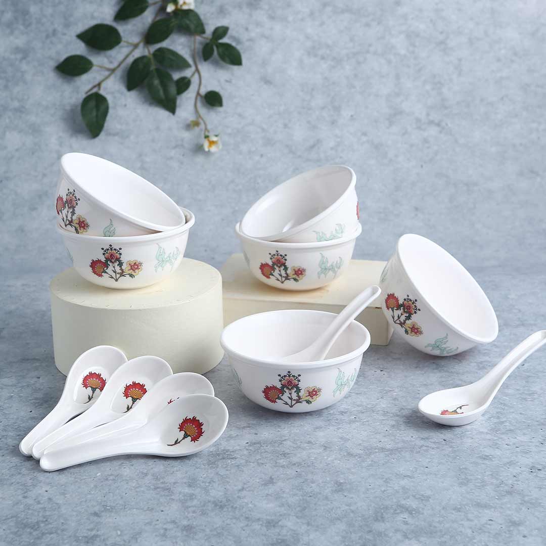 Venice Soup Bowl with Spoon - Red (Set of 6).