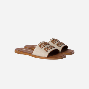 Miu Miu Canvas and Leather Slides
