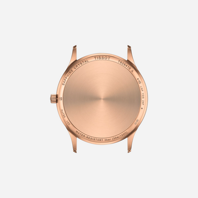 Tissot Excellence 18K Rose Gold Case Silver Opal Dial 40mm Black Leather Strap Watch