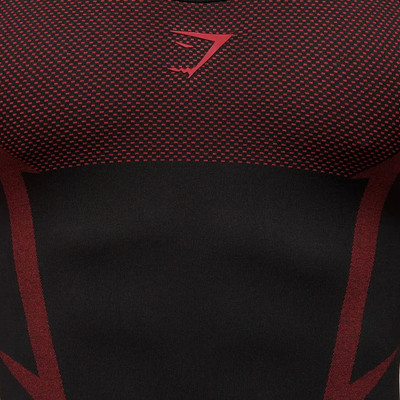 GYMSHARK Onyx 5.0 Seamless Singlet Black/Carmine Red