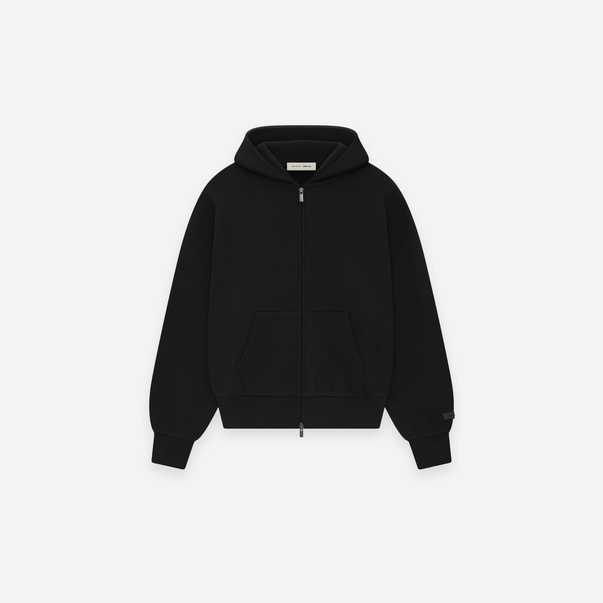 Fear Of God Essentials SS25 Classic Full Zip Up Hoodie Jet Black