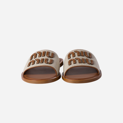 Miu Miu Canvas and Leather Slides