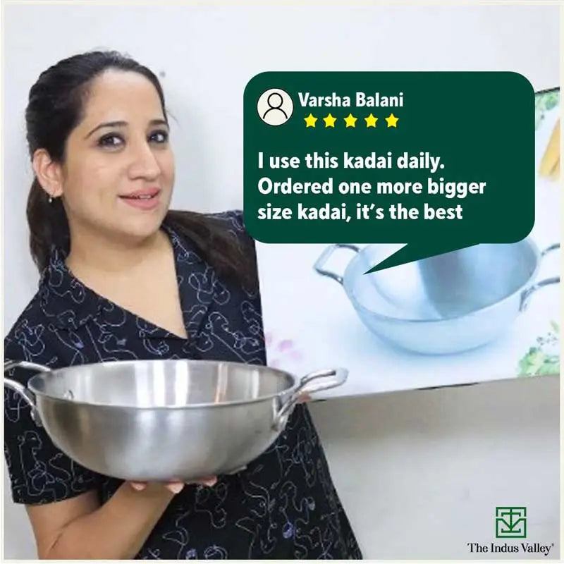 TurboCuk Tri-ply Stainless Steel Cookware Set: Free ₹600 Wood Chopping Board+ Kadai+ Fry Pan, Premium Quality, 3 Layer Thick Body, 100% Toxin-free, Non-stick, Induction & Gas