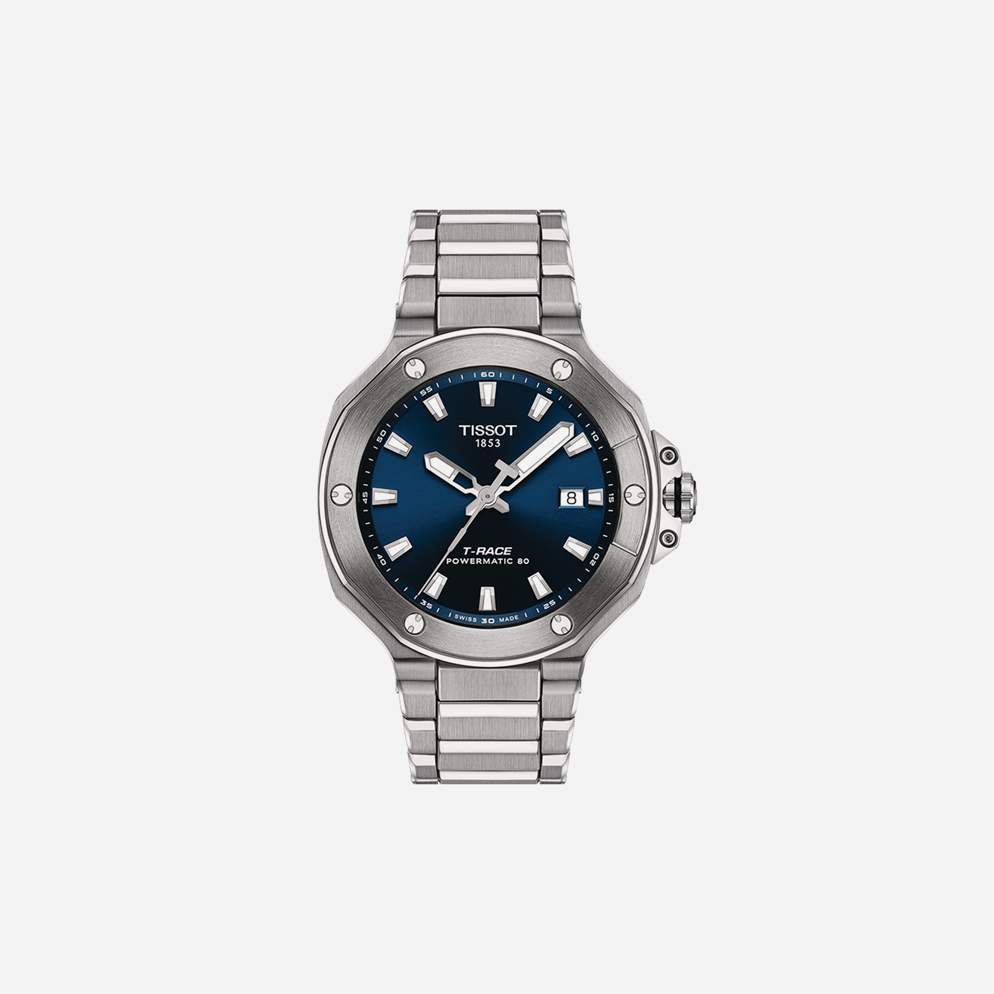 Tissot T-Race Powermatic 80 Blue Dial 41mm Stainless Steel Grey Strap Automatic Watch