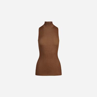 SKIMS Sheer Knit Mock Neck Tunic Bison