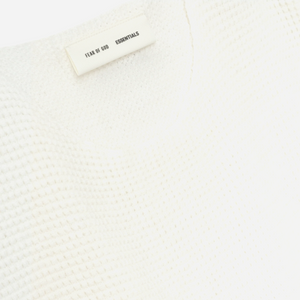 Fear Of God Essentials SS25 Waffle Crewneck Sweater- Cloud-White
