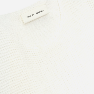Fear Of God Essentials SS25 Waffle Crewneck Sweater- Cloud-White