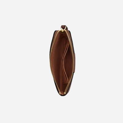 COACH Corner Zip Wristlet In Signature Canvas With Stripe Gold/Tan/Brown