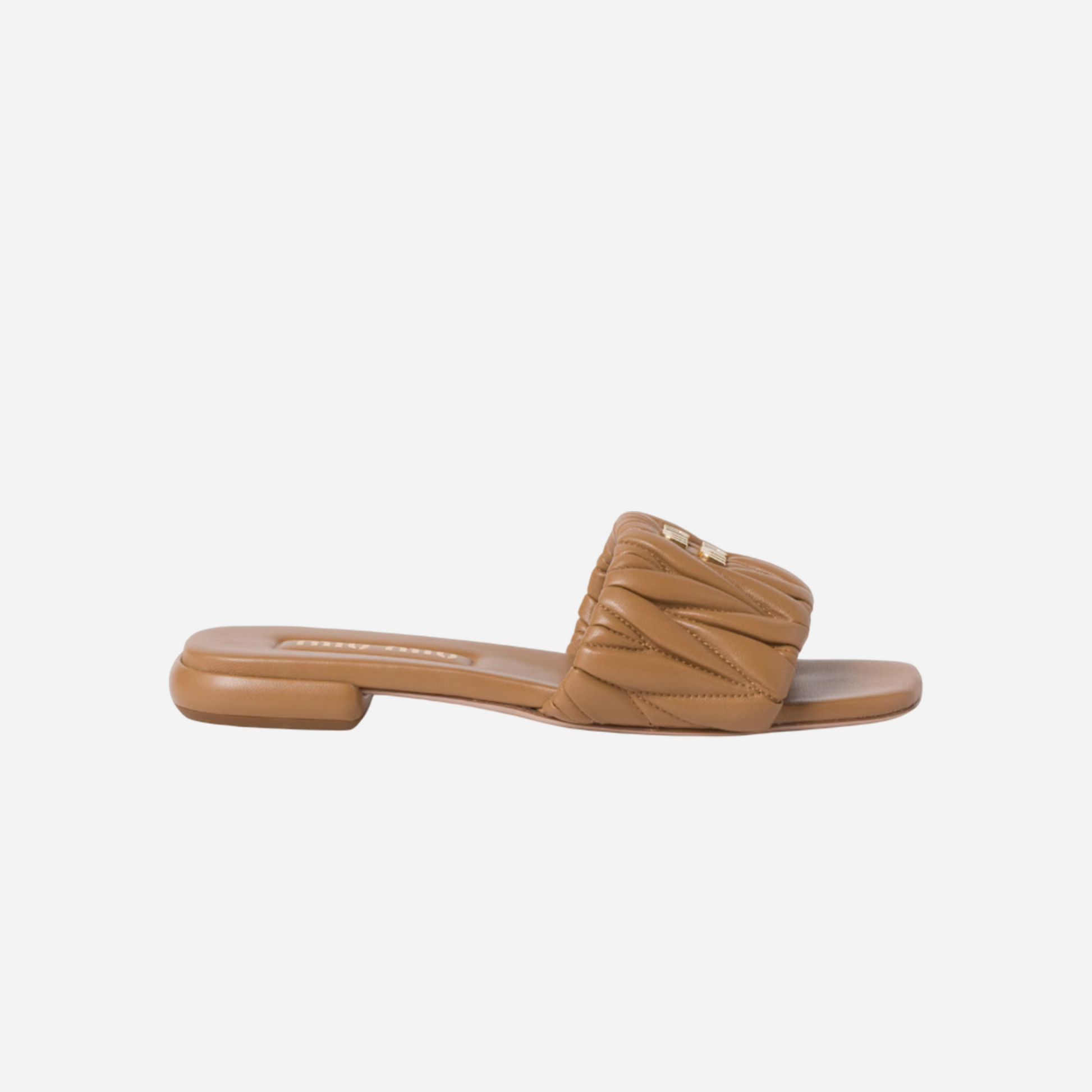 Miu Miu Leather Slides Caramel