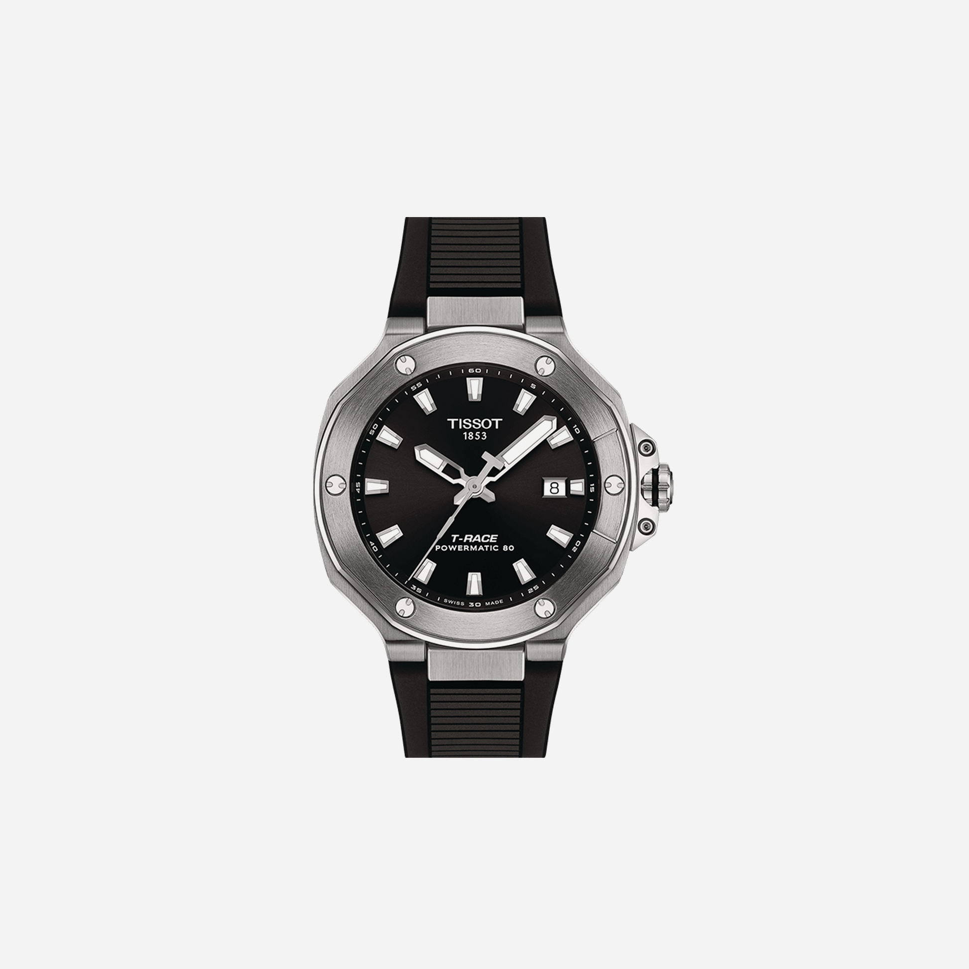 Tissot T-Race Powermatic 80 Black Dial 41mm Black Silicone Strap Automatic Watch