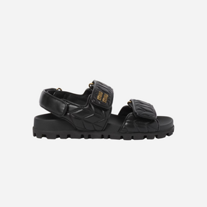 Miu Miu Leather Sporty Slides Black