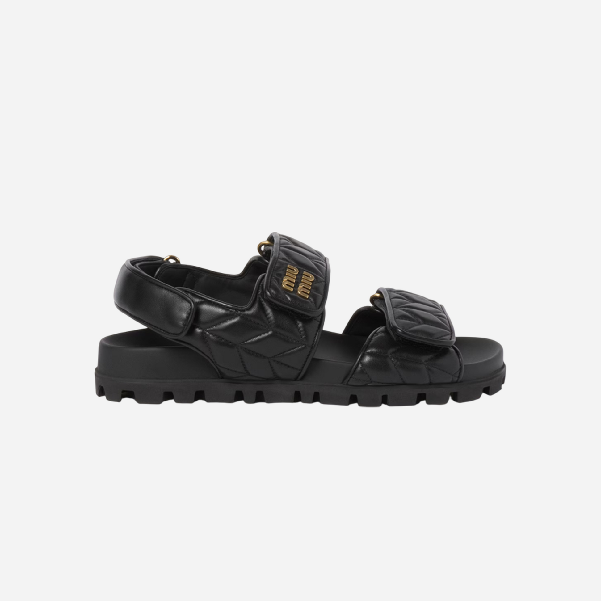 Miu Miu Leather Sporty Slides Black