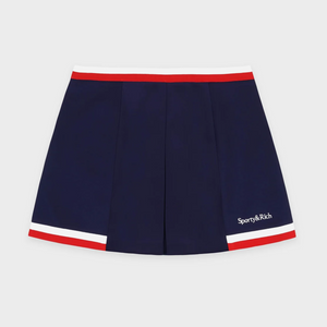 Sporty&Rich Serif Logo Mila Skirt - Navy/White/Red