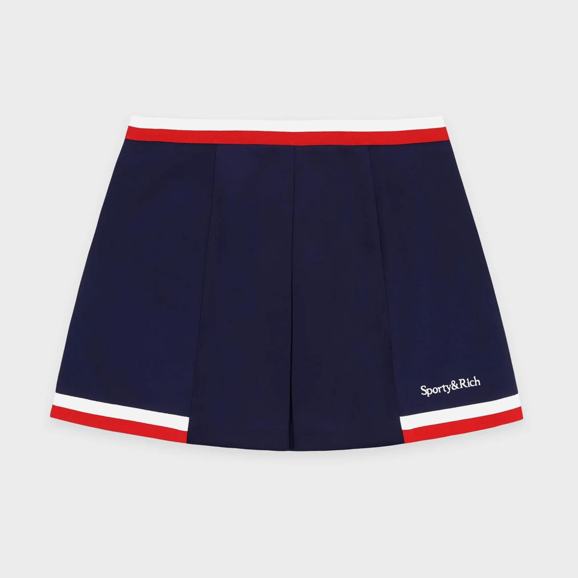 Sporty&Rich Serif Logo Mila Skirt - Navy/White/Red