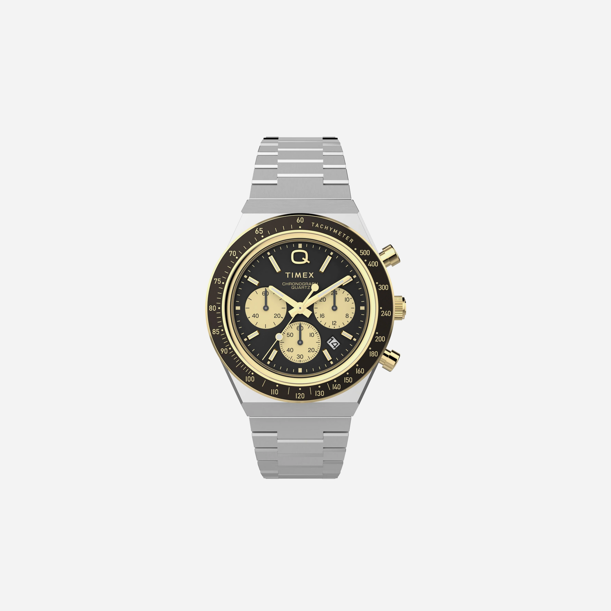 Q Timex 40mm Round Dial Analog Black Watch