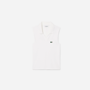 Lacoste Women's Sleeveless Stretch Knit Tennis Polo White
