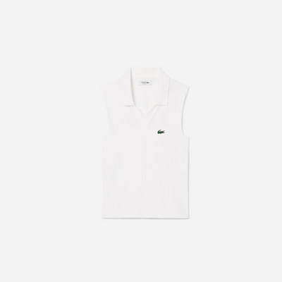 Lacoste Women's Sleeveless Stretch Knit Tennis Polo White