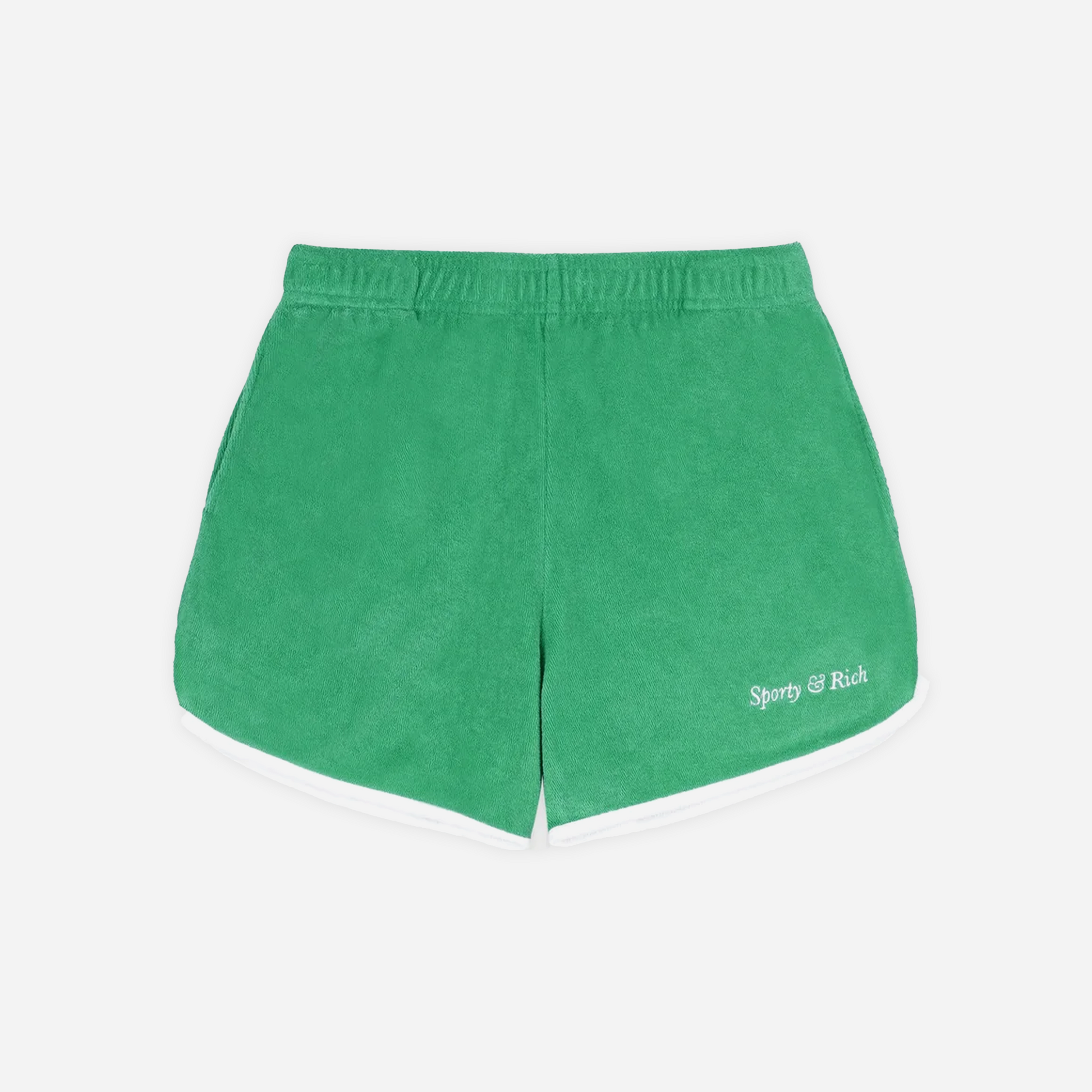 Sporty&Rich Italic Logo Terry Short - Verde/White