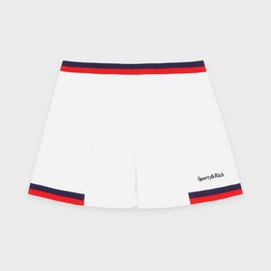 Sporty&Rich Serif Logo Mila Skirt - White/Navy/Red