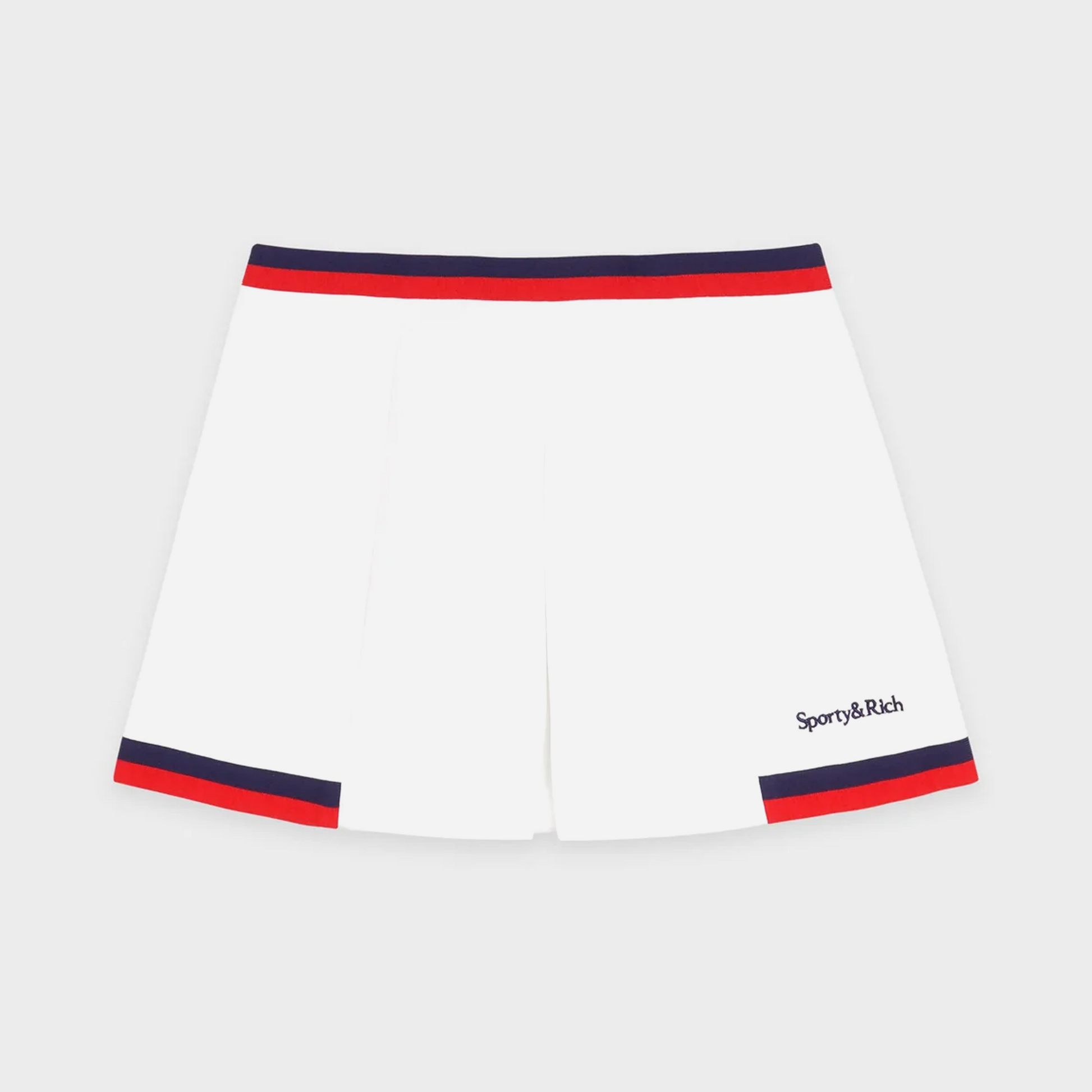 Sporty&Rich Serif Logo Mila Skirt - White/Navy/Red