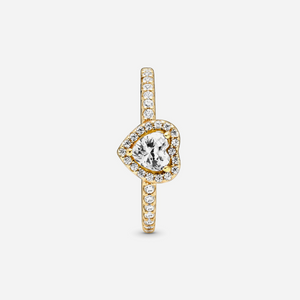 Pandora Elevated Heart Ring Sterling Gold Plated