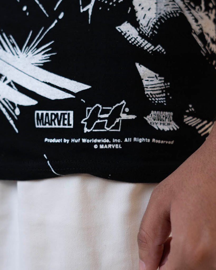 HUF X Capsul Black Wolverine Rain Print Relaxed Fit T-Shirt