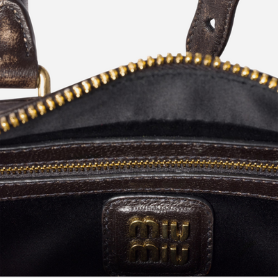 Miu Miu Arcadie Coffee Leather Bag