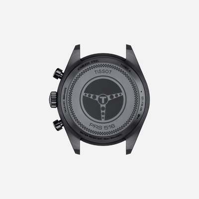 Tissot PRS 516 Chronograph Quartz Black Dial 45mm Leather Strap Watch