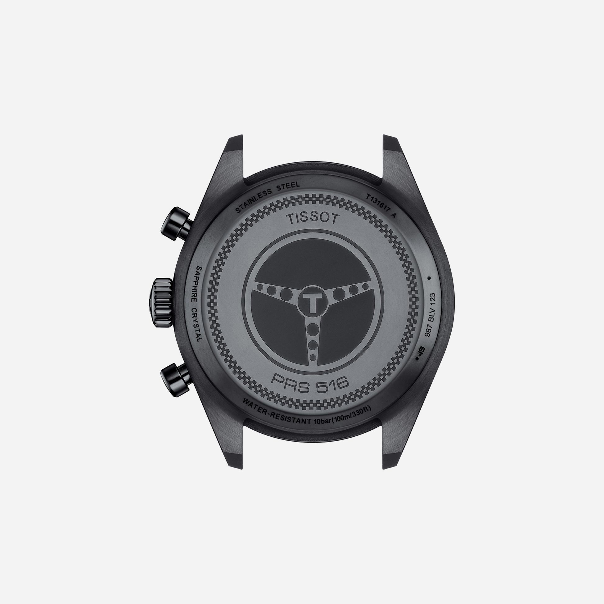 Tissot PRS 516 Chronograph Quartz Black Dial 45mm Leather Strap Watch