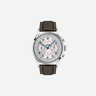 Tissot Telemeter 1938 Silver Dial 42mm Brown Leather Strap Automatic Chronograph Watch