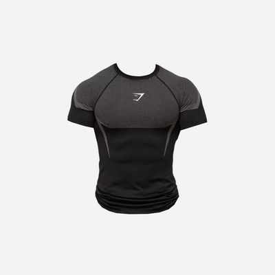 GYMSHARK Onyx 5.0 Seamless T-shirt Black/Light Grey