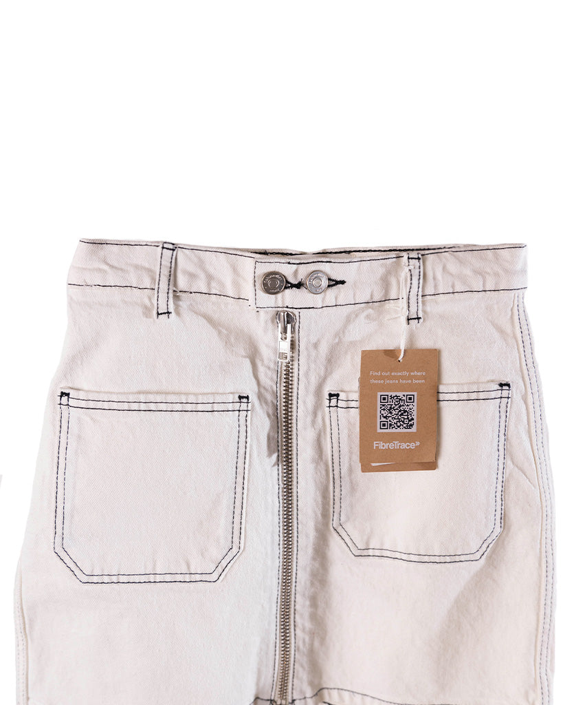 Reformation Anna Patch Pocket Denim Mini Skirt - White