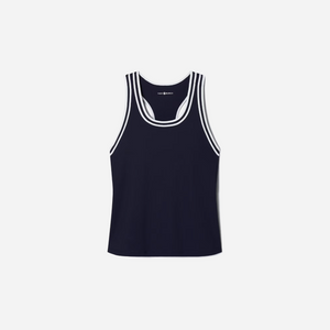 Tory Burch Performance Jersey Racerback Tennis Tank Deep Navy Snow White