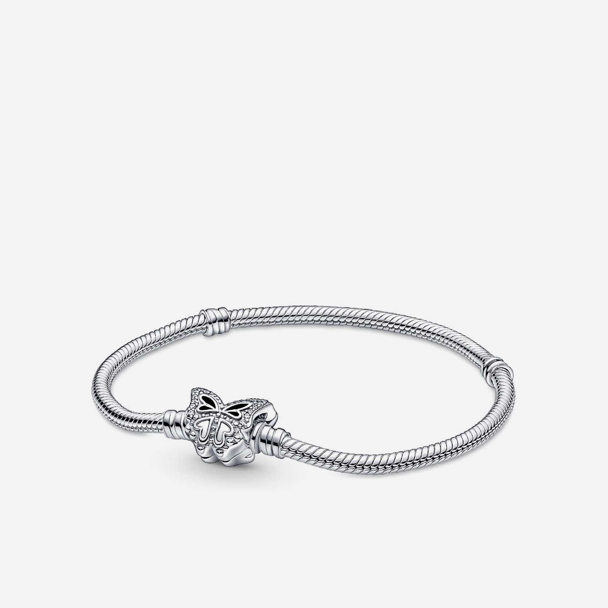 Pandora Moments Butterfly Clasp Snake Chain Bracelet Sterling Silver