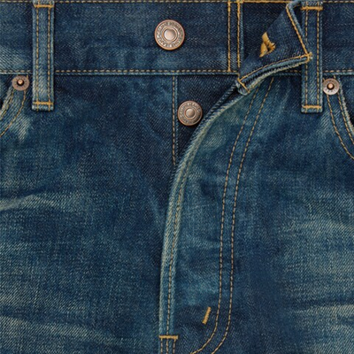 Celine Kurt Jeans in Destroyed Blue Marble Denim