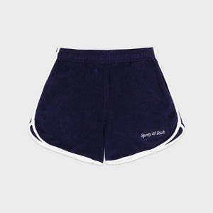 Sporty&Rich Italic Logo Terry Short - Navy/White