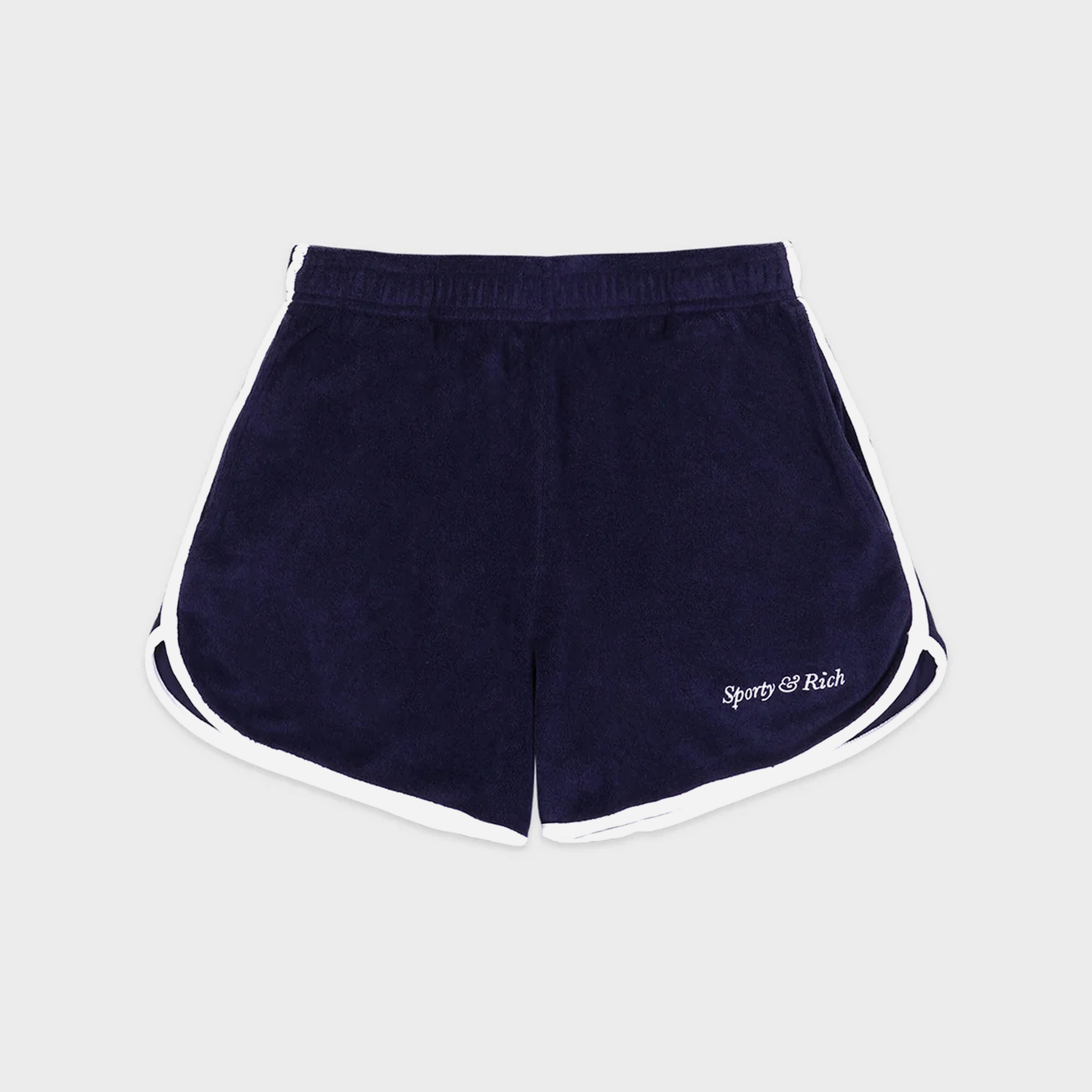 Sporty&Rich Italic Logo Terry Short - Navy/White