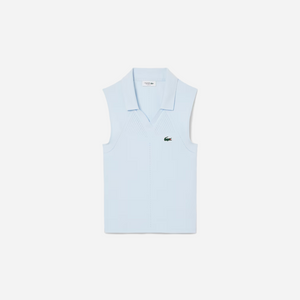 Lacoste Women's Sleeveless Stretch Knit Tennis Polo Light Blue