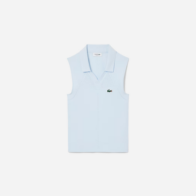 Lacoste Women's Sleeveless Stretch Knit Tennis Polo Light Blue