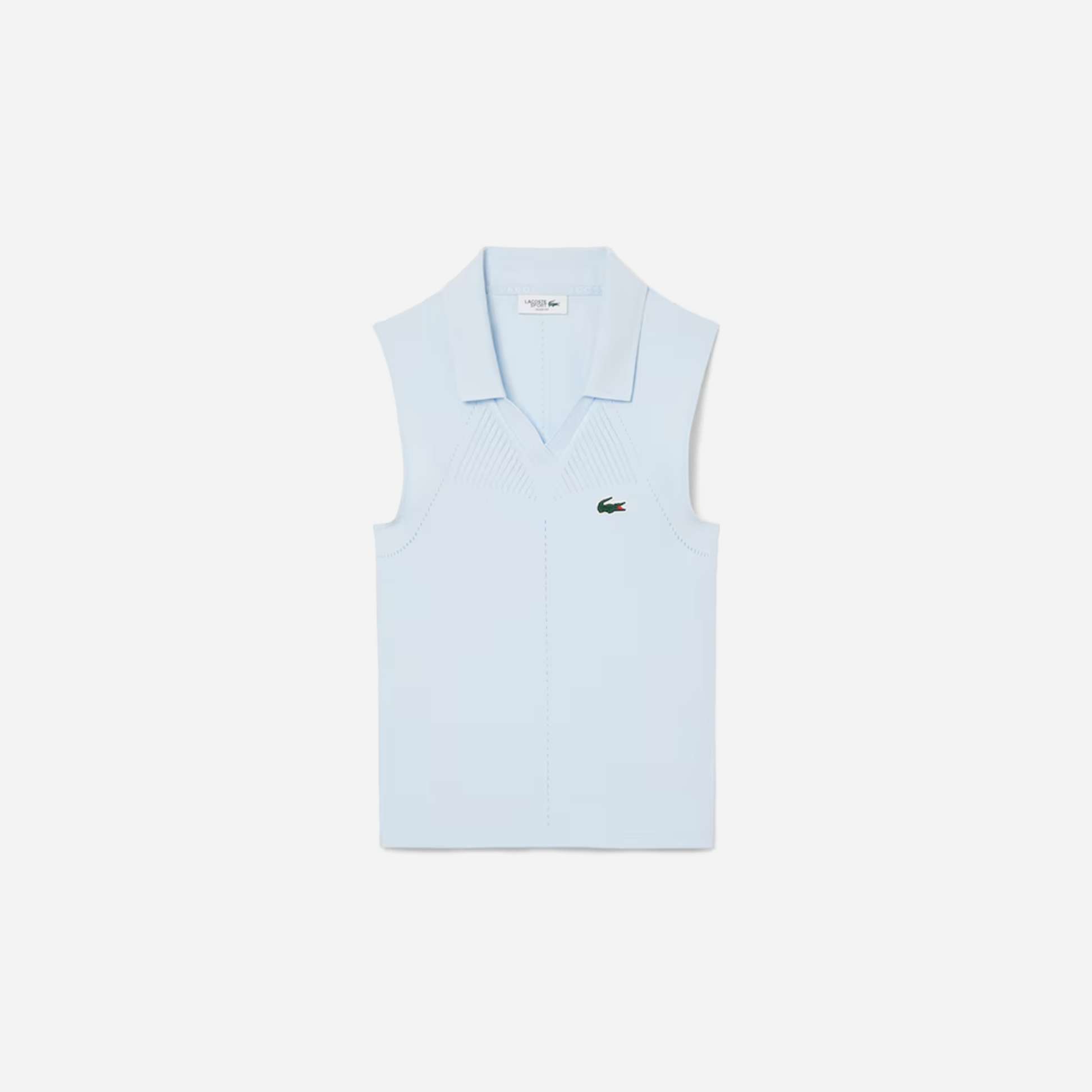 Lacoste Women's Sleeveless Stretch Knit Tennis Polo Light Blue
