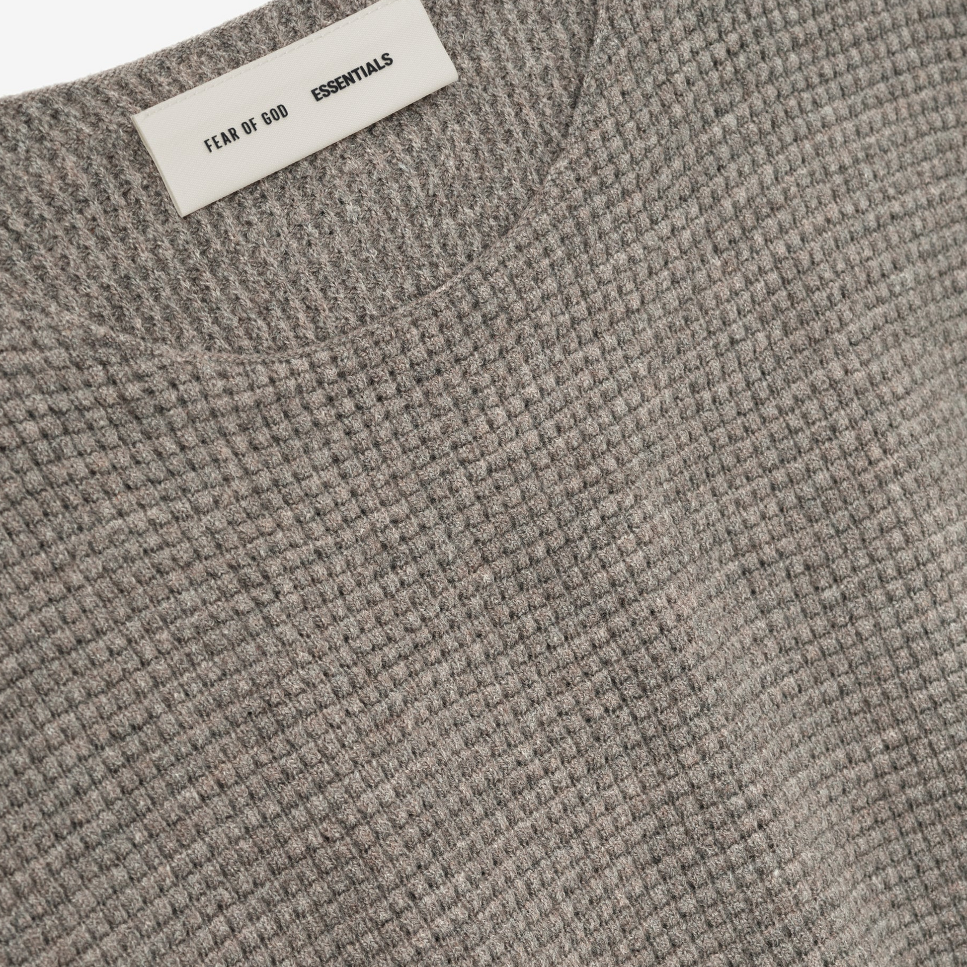 Fear Of God Essentials SS25 Waffle Crewneck Sweater- Homestead Heather