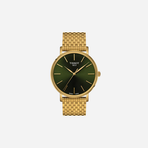 Tissot Everytime Green Dial 40mm Yellow Gold PVD Stainless Steel Bracelet Quartz Watch