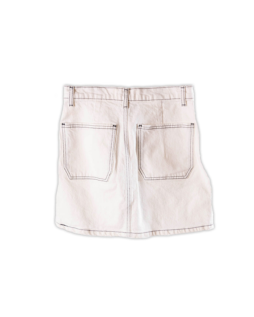 Reformation Anna Patch Pocket Denim Mini Skirt - White
