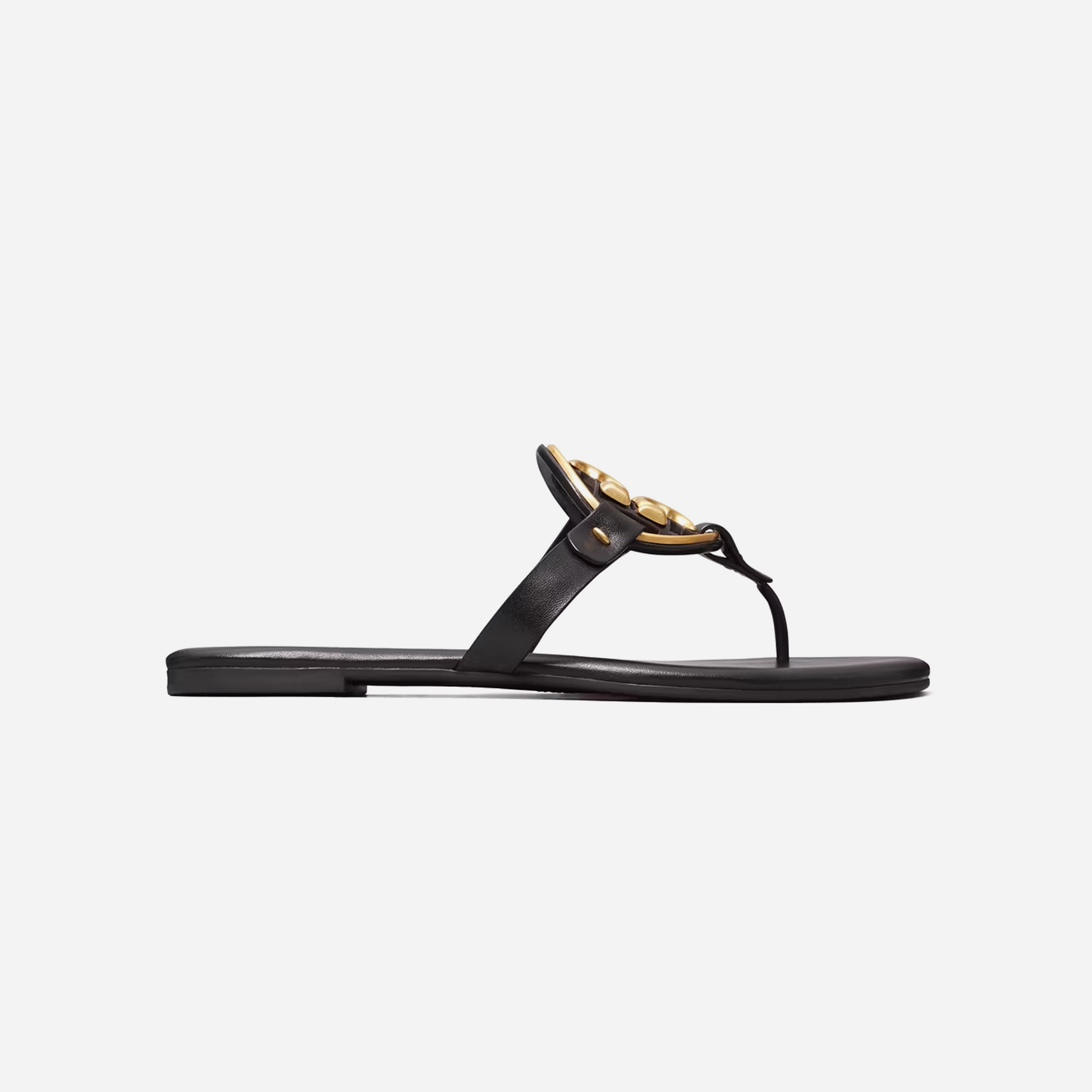Tory Burch Miller Soft Metal Logo Sandal Perfect Black