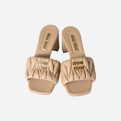 Miu Miu Leather Heels Sand Beige