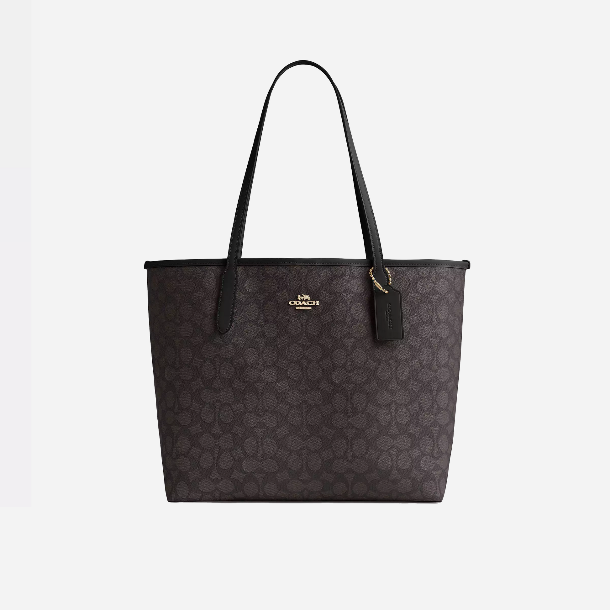 Coach City Tote Bag In Signature Canvas signature canvas/Gold/Walnut/Blackk