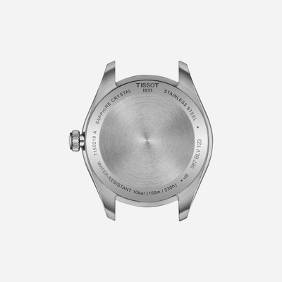 Tissot PR 100 Silver Dial 34mm Grey Bracelet Quartz Watch with Butterfly Clasp