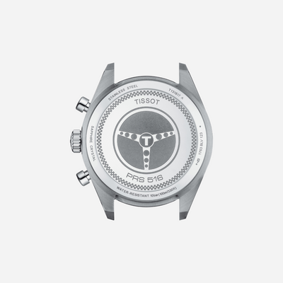 Tissot PRS 516 Chronograph Quartz Silver Dial 45mm Leather Strap