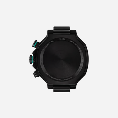 Tissot T-Race Green Silicone Strap Black Dial 45mm Quartz Chronograph Watch